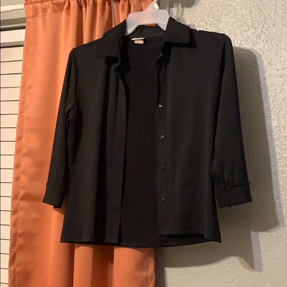 Black satin type shirt